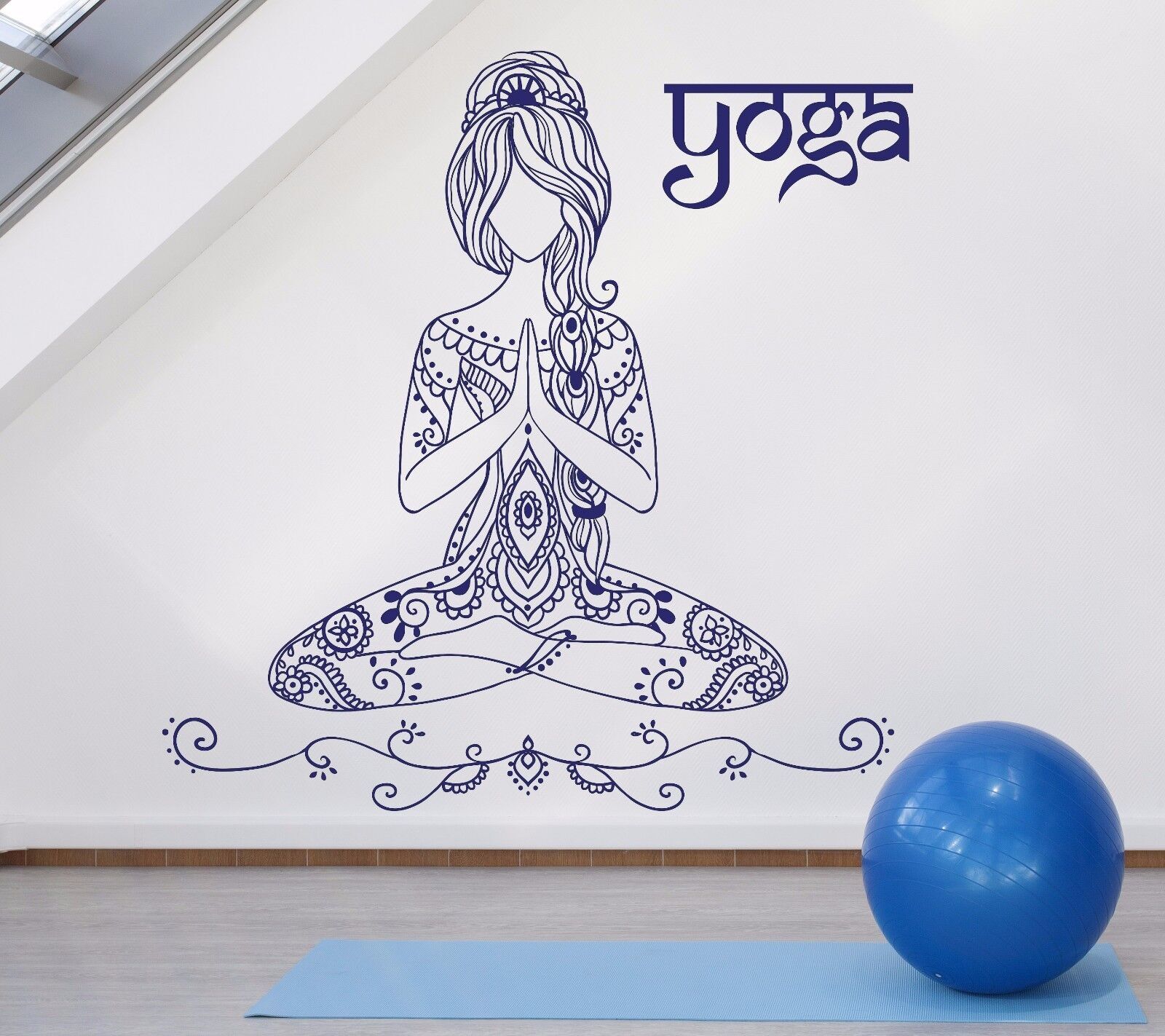 Beauty Girl Fitness Sport Yoga Pose Mediation Wall Vinyl Decal Sticker (n919)