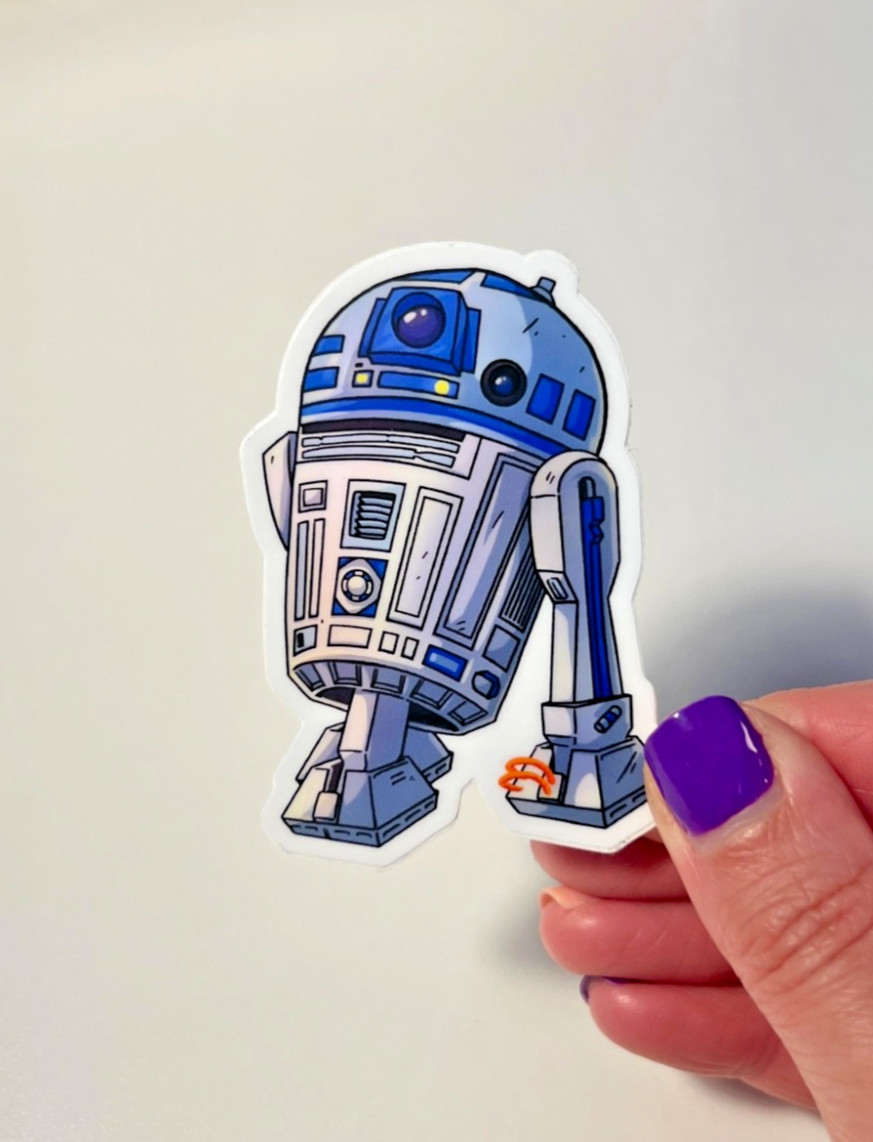 R2D2, R2-D2 Star Wars Vinyl Sticker 3″ – Art by POMA Art