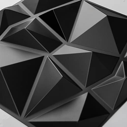 Decorative 3D Wall Panels in Diamond Design, 12″X12″ Matt Black for Home and Off