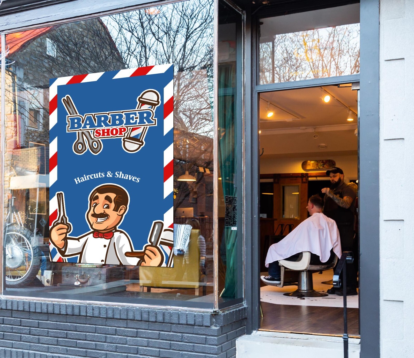 3D Man Hair Cut K68 Barber Shop Window Stickers Vinyl Wallpaper Wall Murals Pan