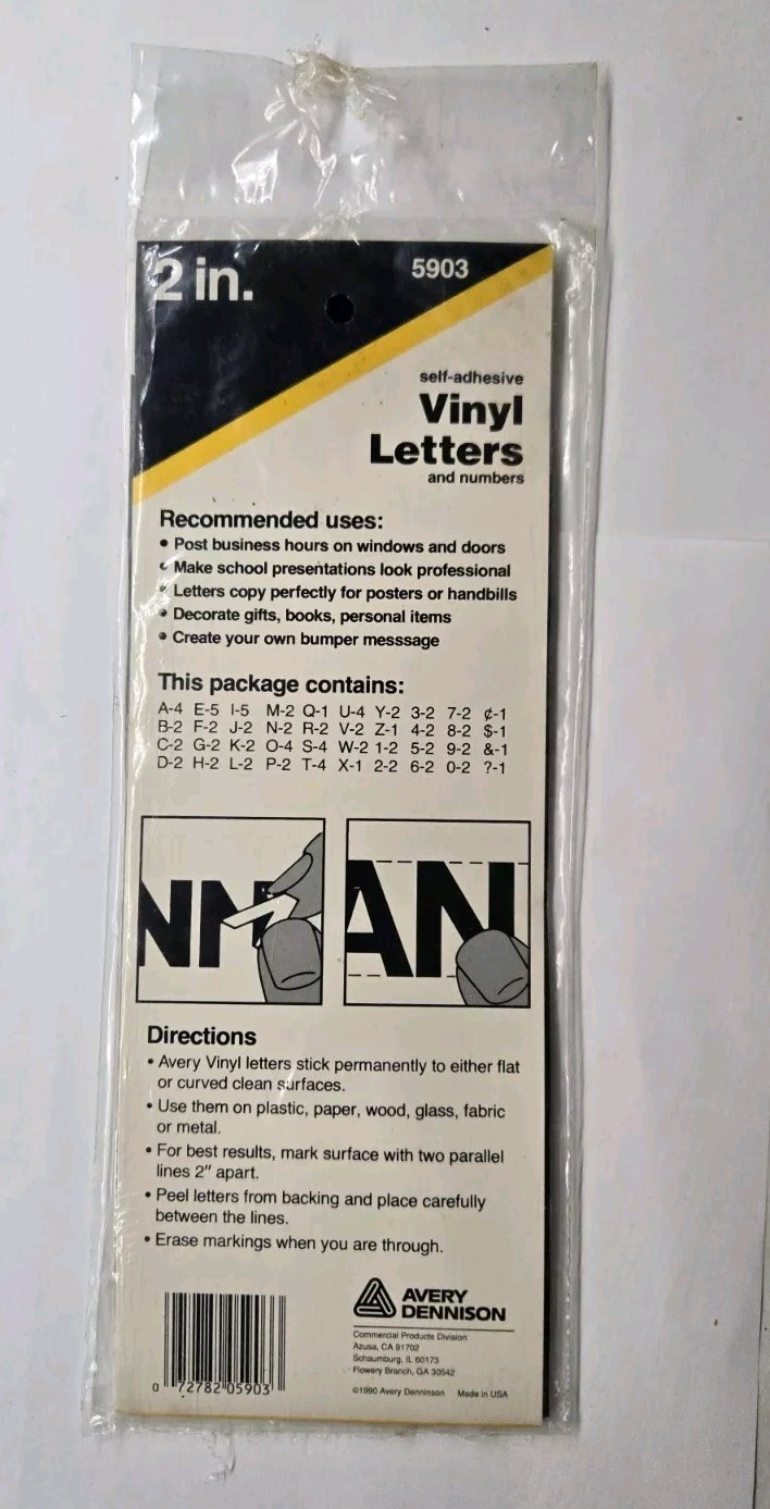 Avery 2″ Black Self Adhesive Vinyl Letters and Numbers, 87 Characters