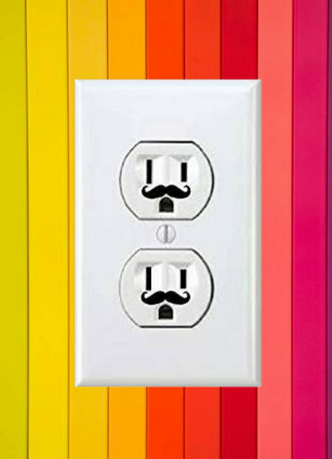 Wall art, Mustache Decal, Mustache Stickers, Wall decal, Gift, Wall Outlet, Plug