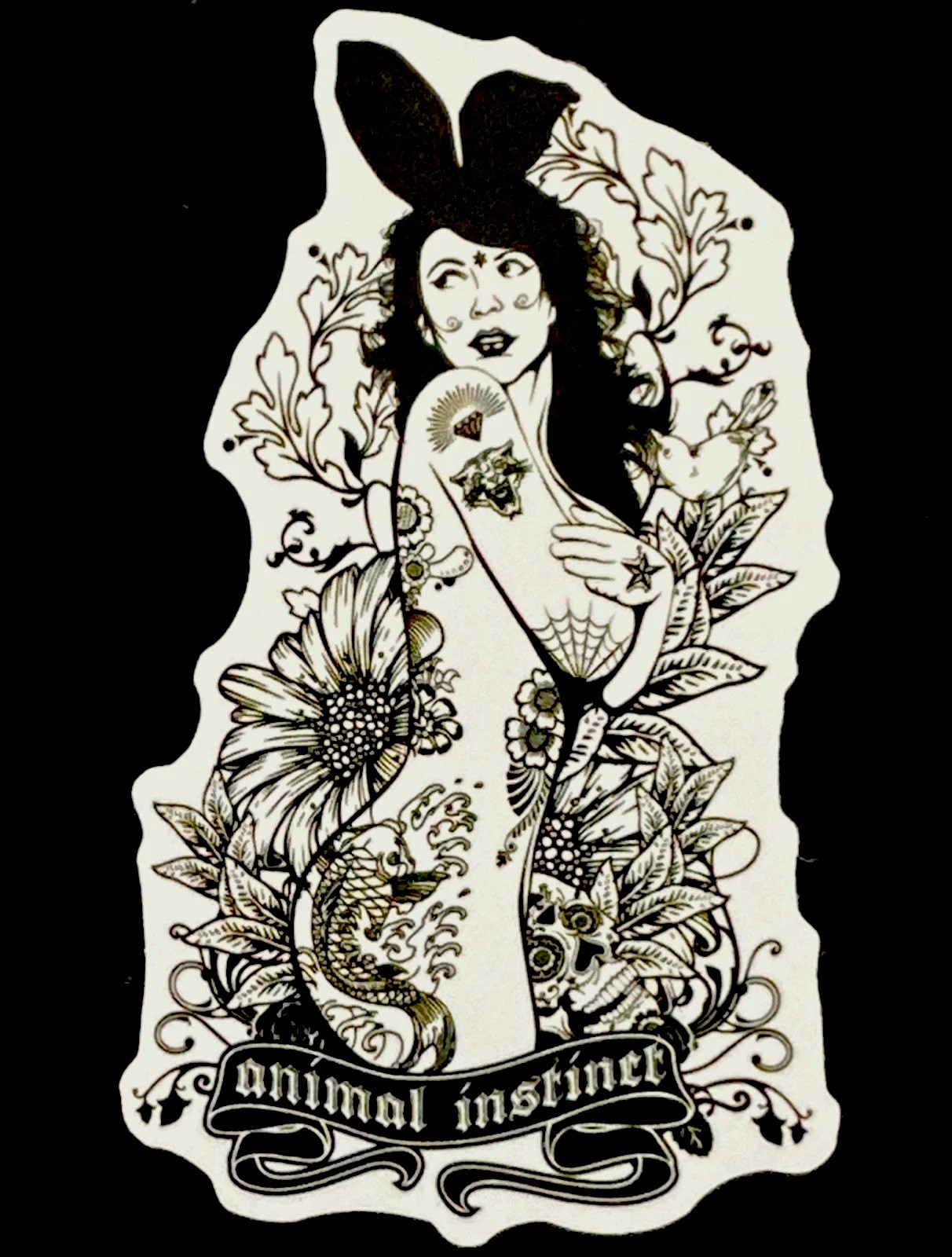 GOTHIC SEXY GIRL STICKER✨💋✨2 3/4”x 2 1/2”✨GLOSSY✨ LINGERIE OFF✨TATTOOS💫