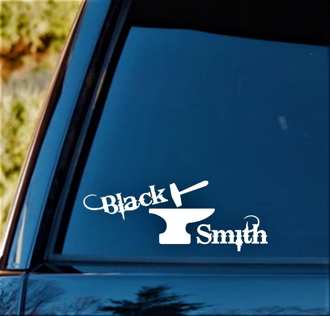Blacksmith Decal Sticker Metalsmith Farrier Anvil Chisel Horseshoe Wrought B1135
