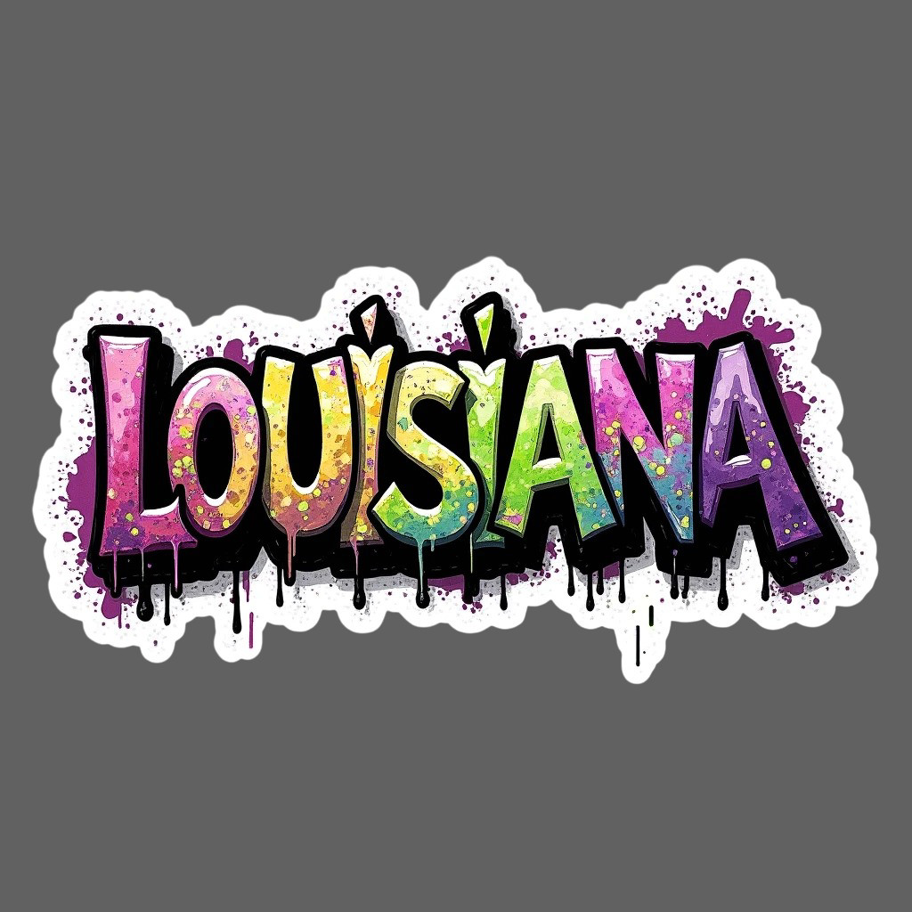 Louisiana Sticker Vinyl Decal Colorful Drip Graffiti Splash Style Laptop USA