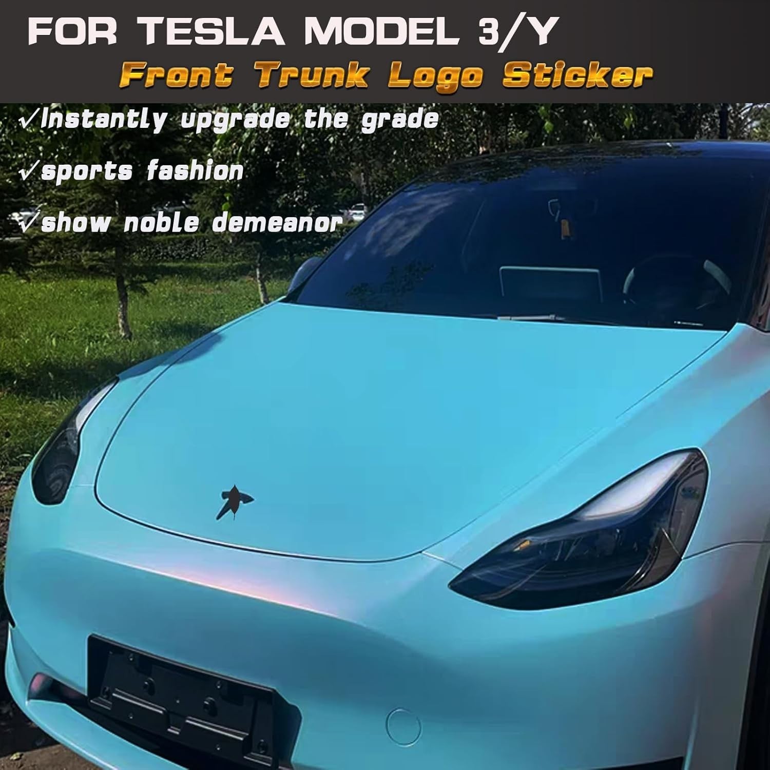 Custom Fit Front Trunk Emblem Cover for Tesla Model 3/Y – Durable ABS Design