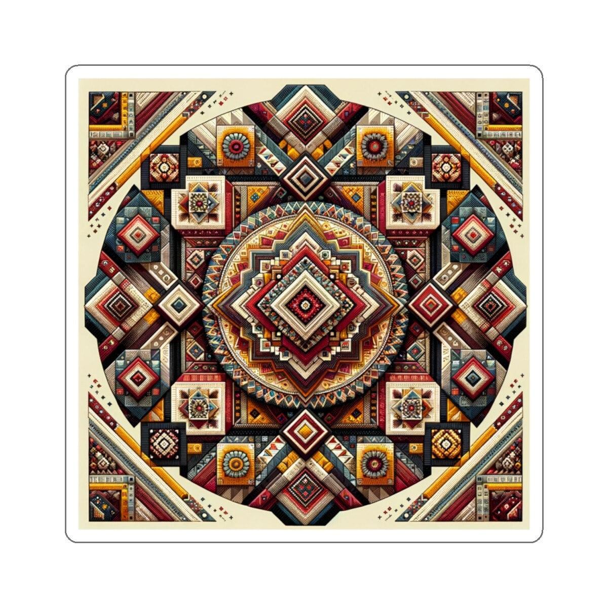 Sticker Ethnic Patterns Vivid Textile Art Tapestry 2×2 3×3 4×4 6×6