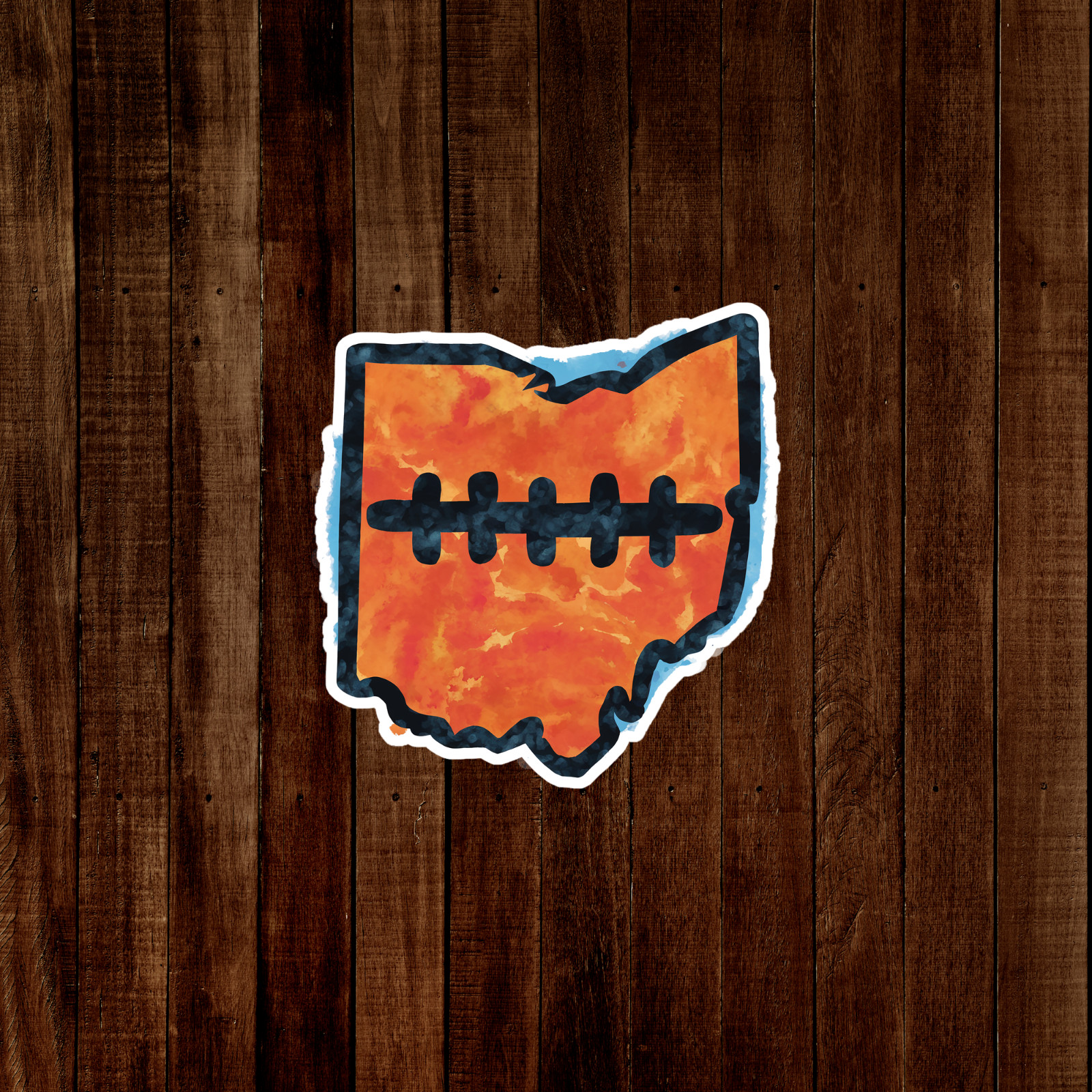 Ohio Football State Map Sticker – Watercolor Ohio State Buckeyes Decal #569