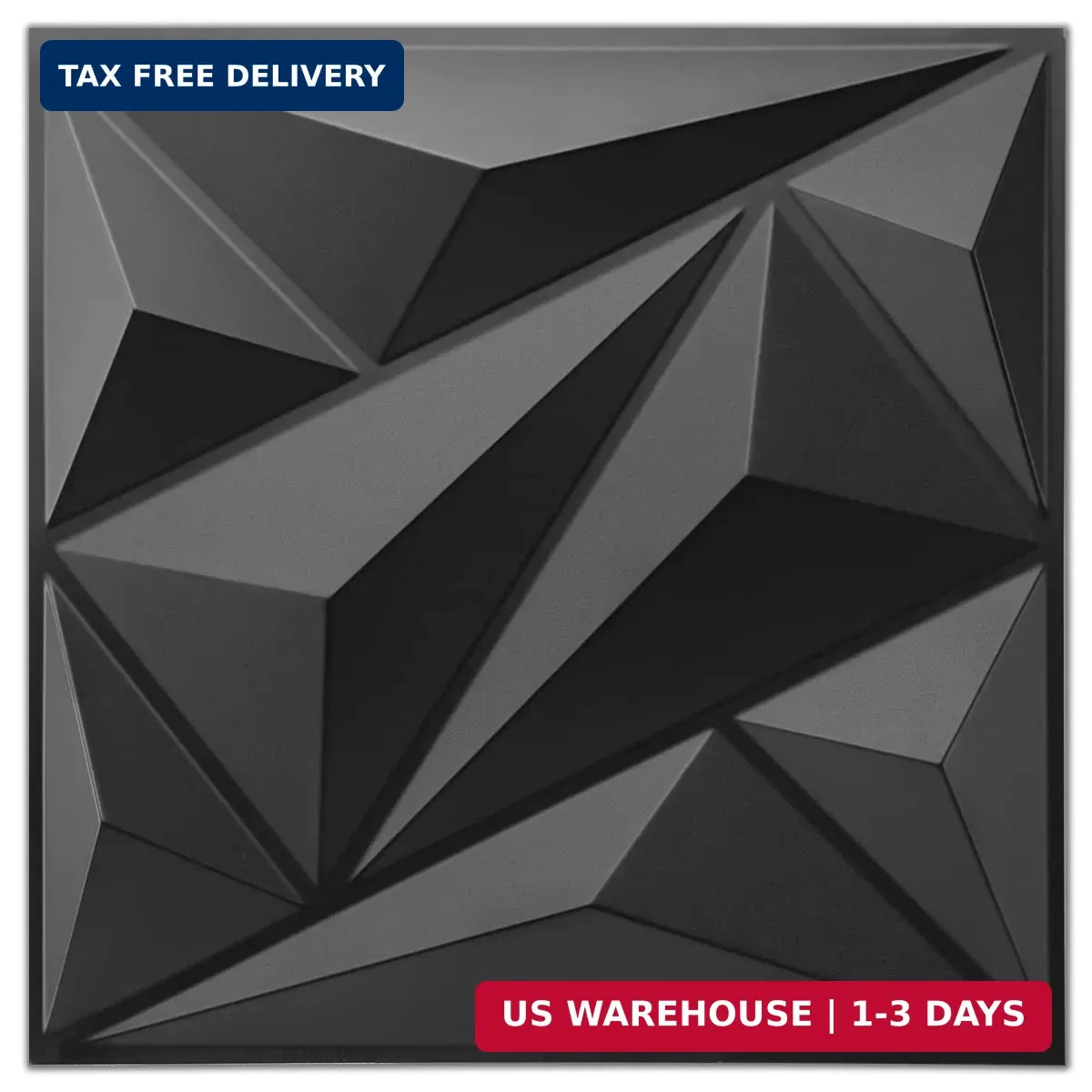 Art3dwallpanels 33 Pack 3D Wall Panels Diamond, Black, 12”x12” | PVC Accent Wa