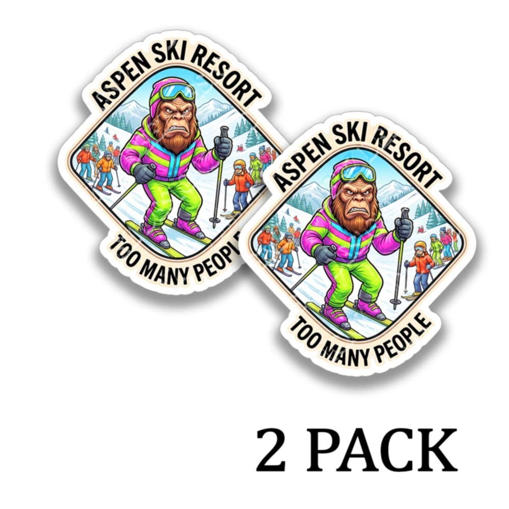 Aspen Ski Resort Too Many People Vinyl Decal Travel Sticker 2 Pack 44129