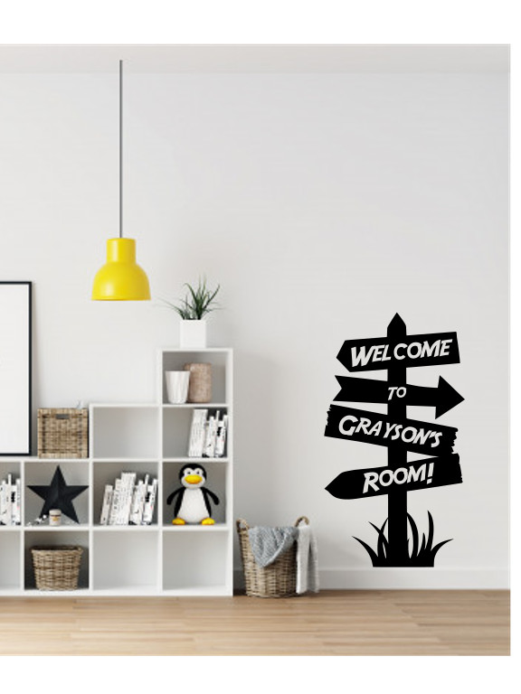 ADVENTURE SIGN WITH NAME PERSONALIZED LARGE WALL VINYL DECAL 13″x24″ BEDROOM