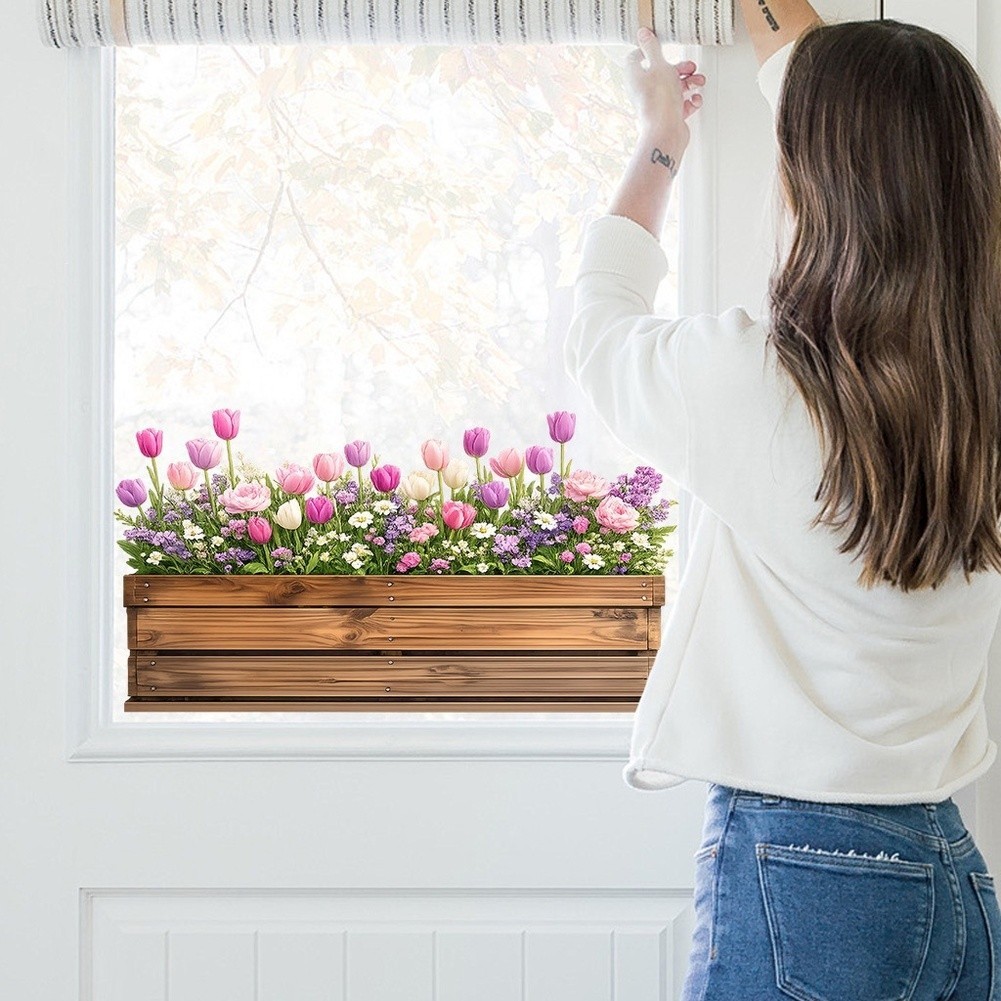 Self-Stick PVC Wall Sticker with Vibrant Summer Floral Design 39.3×21.5in