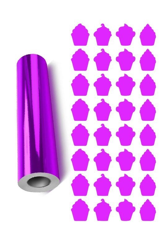 Cupcake Stickers Sticker Chrome Purple 1″ DC12