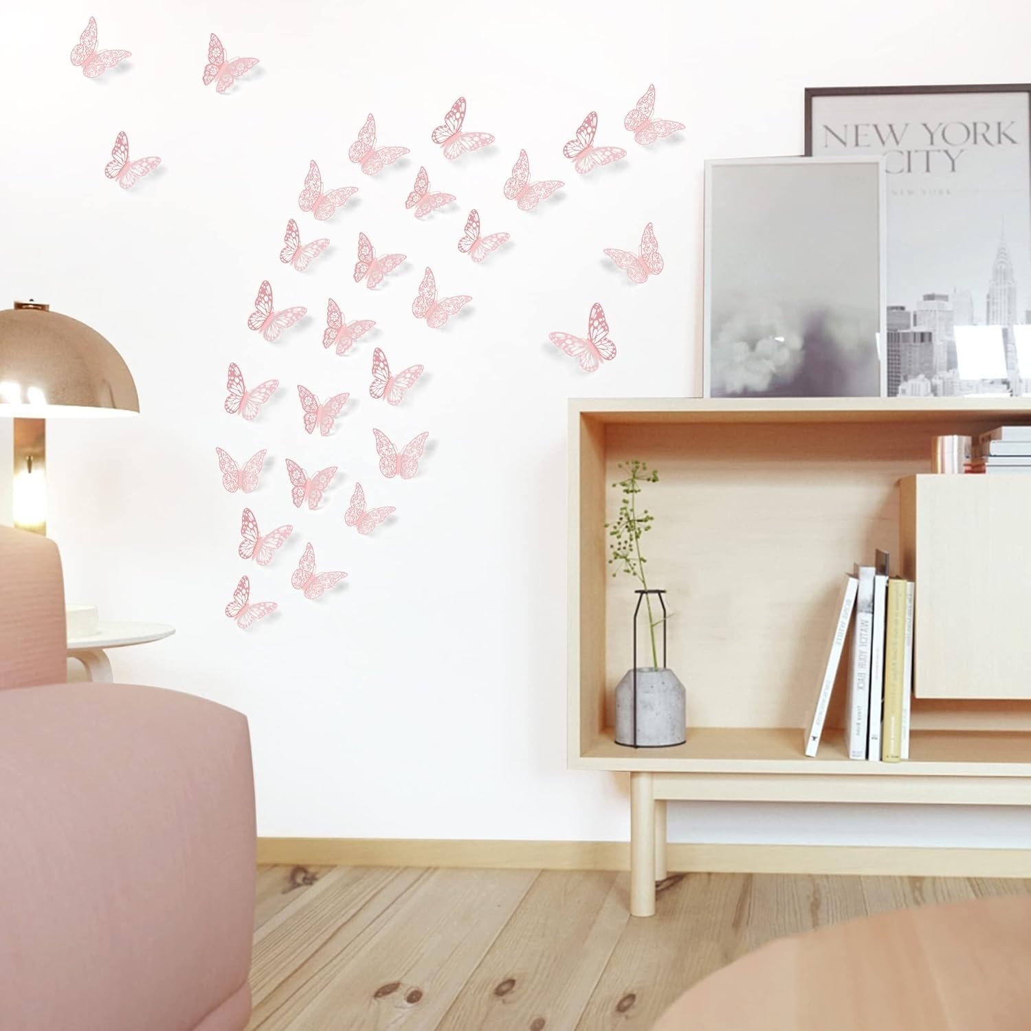 3D Wall Decor, 72 Pcs 3 Sizes 3 Styles, Pink Butterfly Decorations – Removabl…