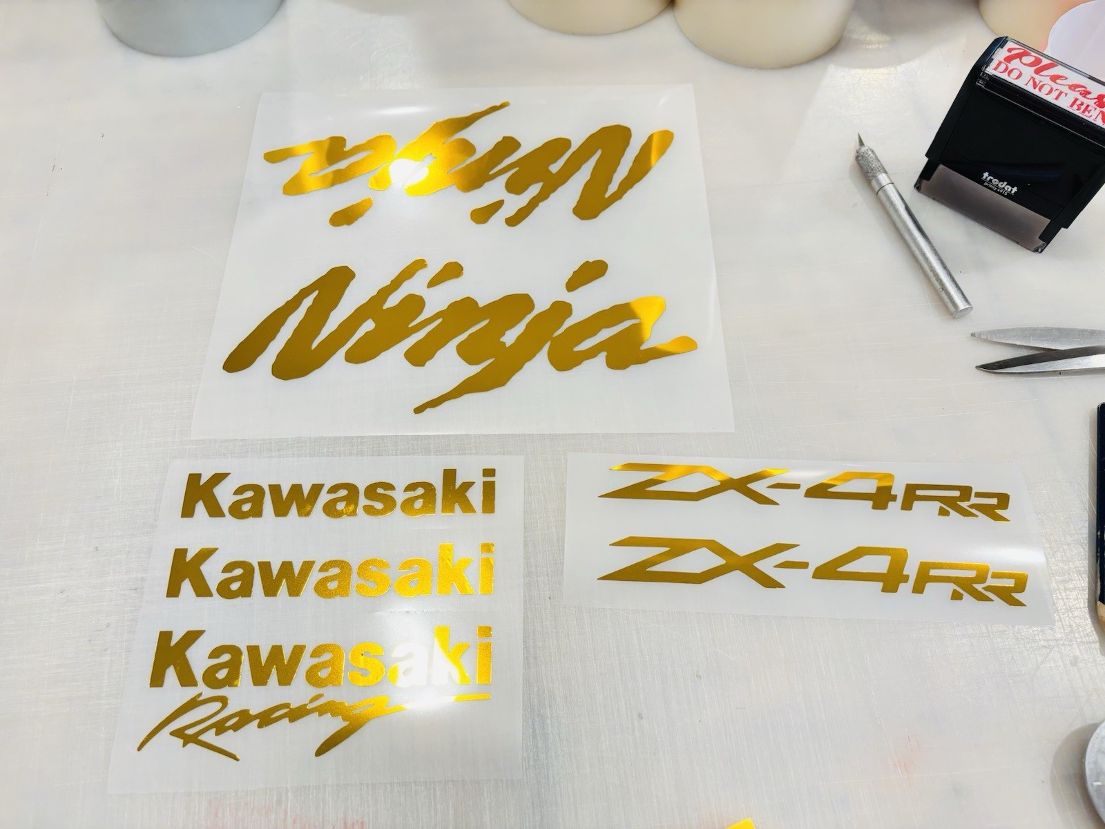 TWO Arai Helmets TEXT Die Cut Vinyl Decals For Honda Kawi Suzuki Yamaha KTM Husq
