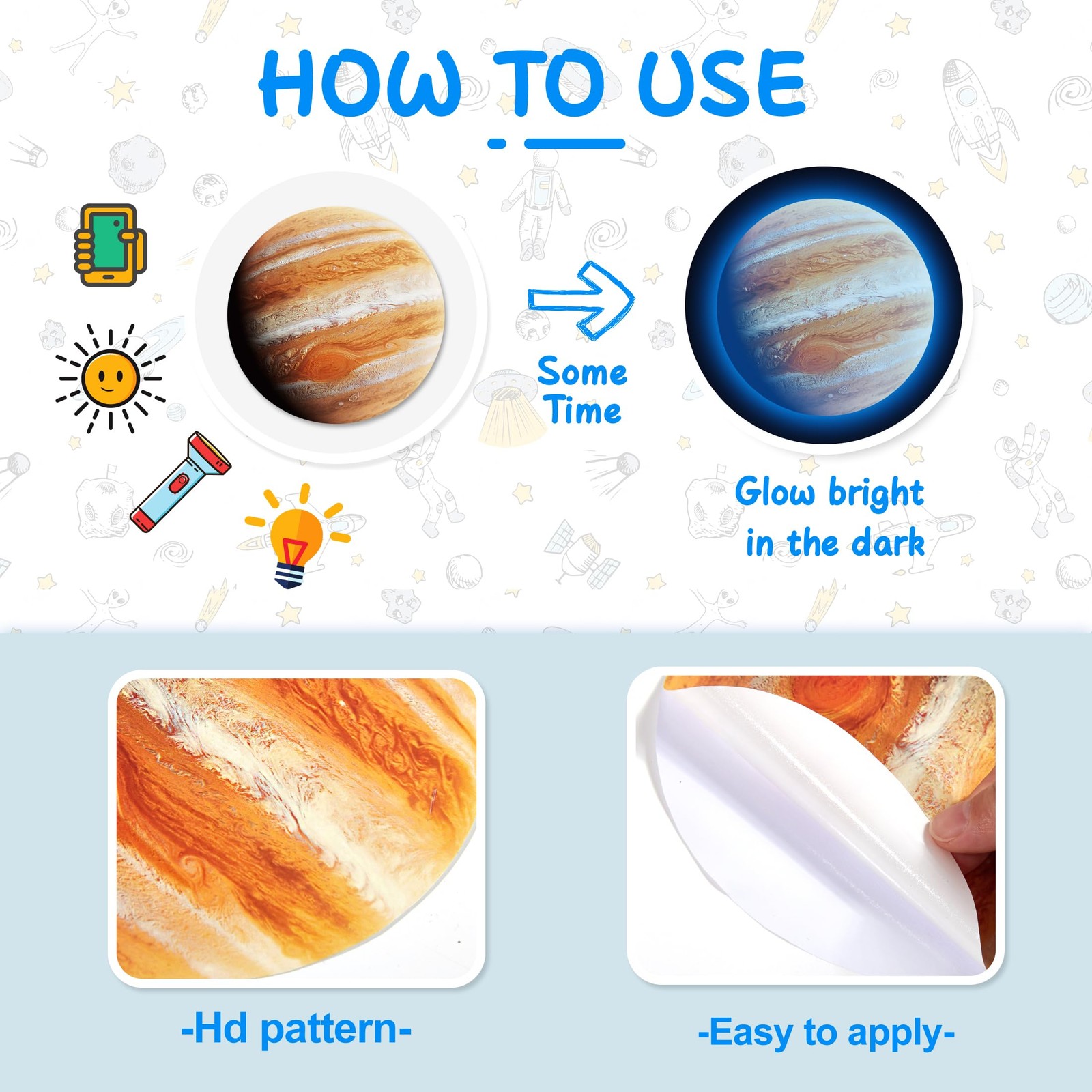 Solar System Wall Decals Glow in The Dark Stars 780 PCS, Glowing Planets Stic…