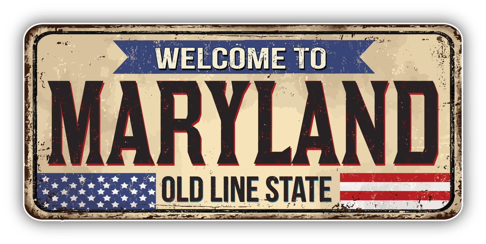 Maryland USA State Grunge Retro Vinyl Sticker Decal