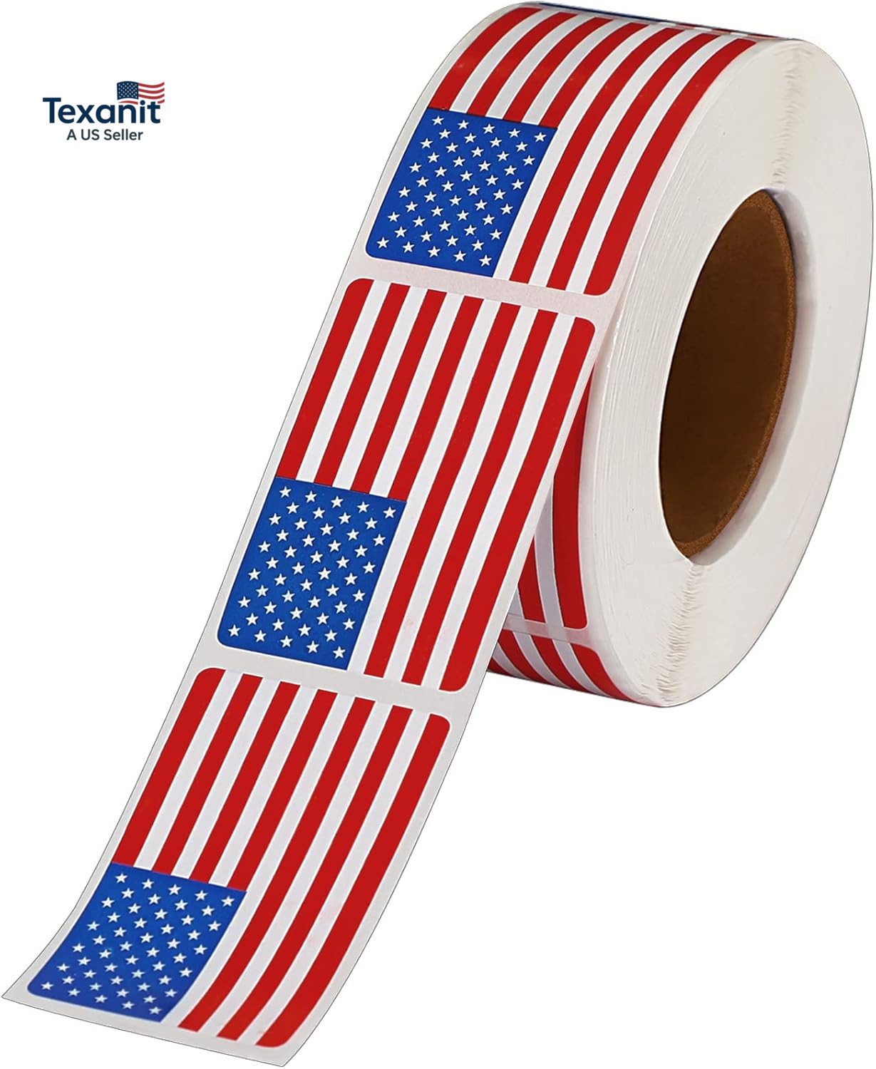 500 Pcs American Flag Sticker Roll,2 X 1.22 Inch US Flag Decal, USA Patriotic St