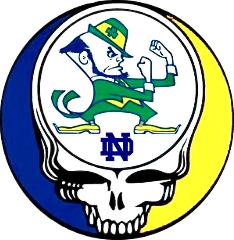 GRATEFUL DEAD Notre Dame Fighting Irish Stealie Sticker *NEW* Measures 4″ x 4″