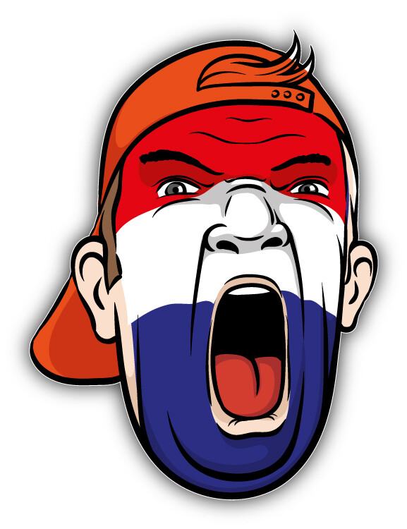 Netherlands Europe Football Fan National Flag Face Car Bumper Sticker Decal