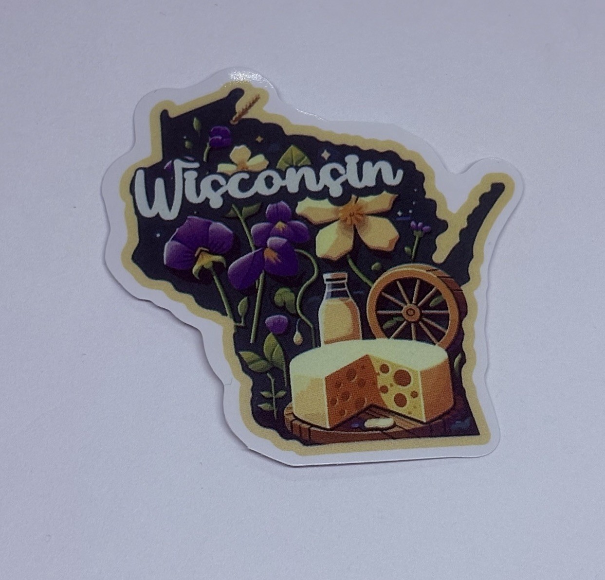 Wisconsin State Map Sticker Decal Travel Tour Souvenir Journal Cheese Art Tc6