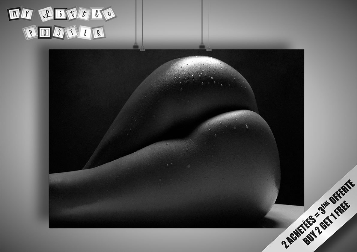 Sexy Girl Poster Wet Butt Black And White