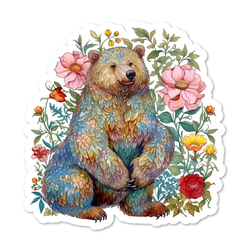 Bear Vinyl Sticker, Wildlife, Water Resistant, Laptop, Water Bottle, 2 sizes