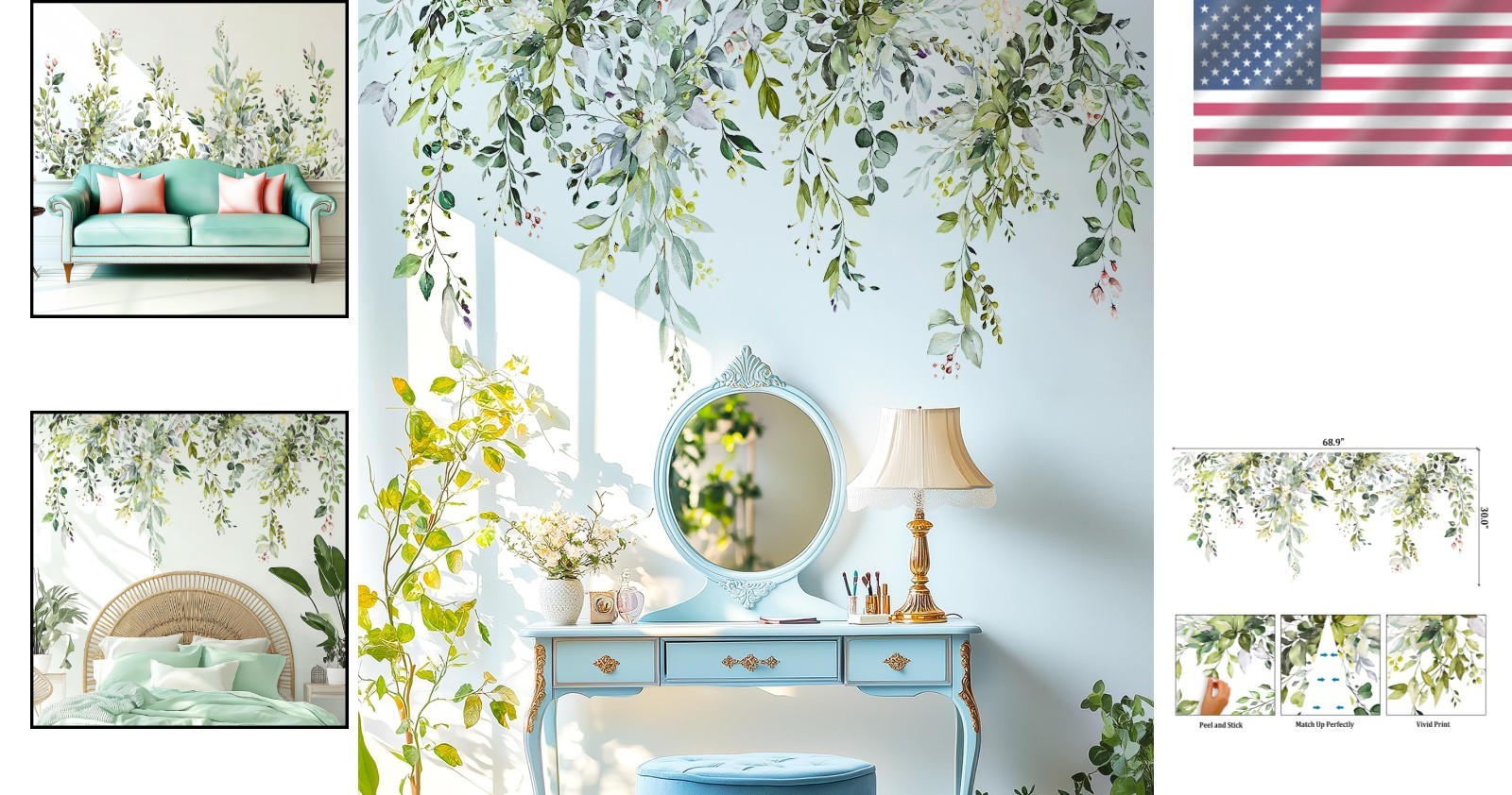 Floral Flowers Wall Stickers – Large Peel and Stick Decals