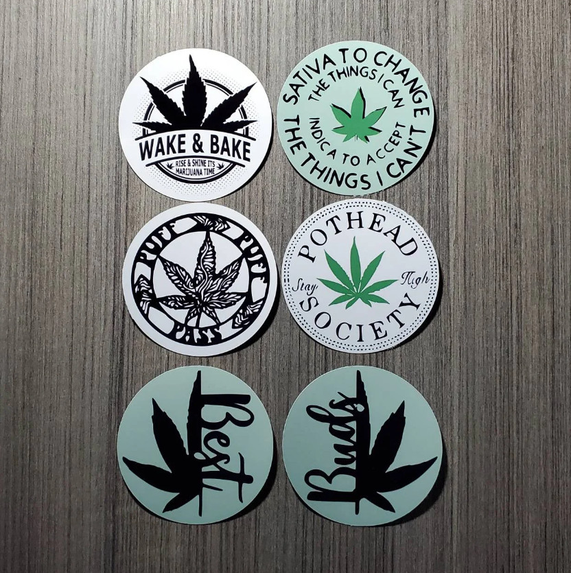 Pothead 6-Pack of Vinyl Waterproof Stickers 3″