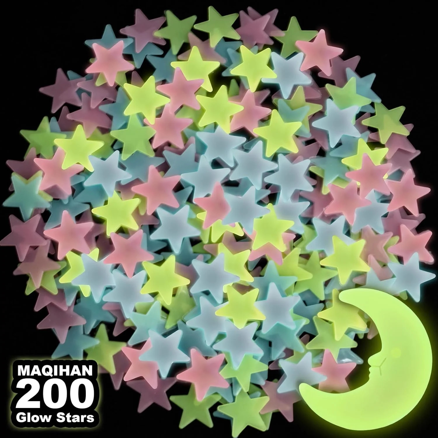 200 Glow in The Dark Stars for Ceiling – Glowing and Mix Color