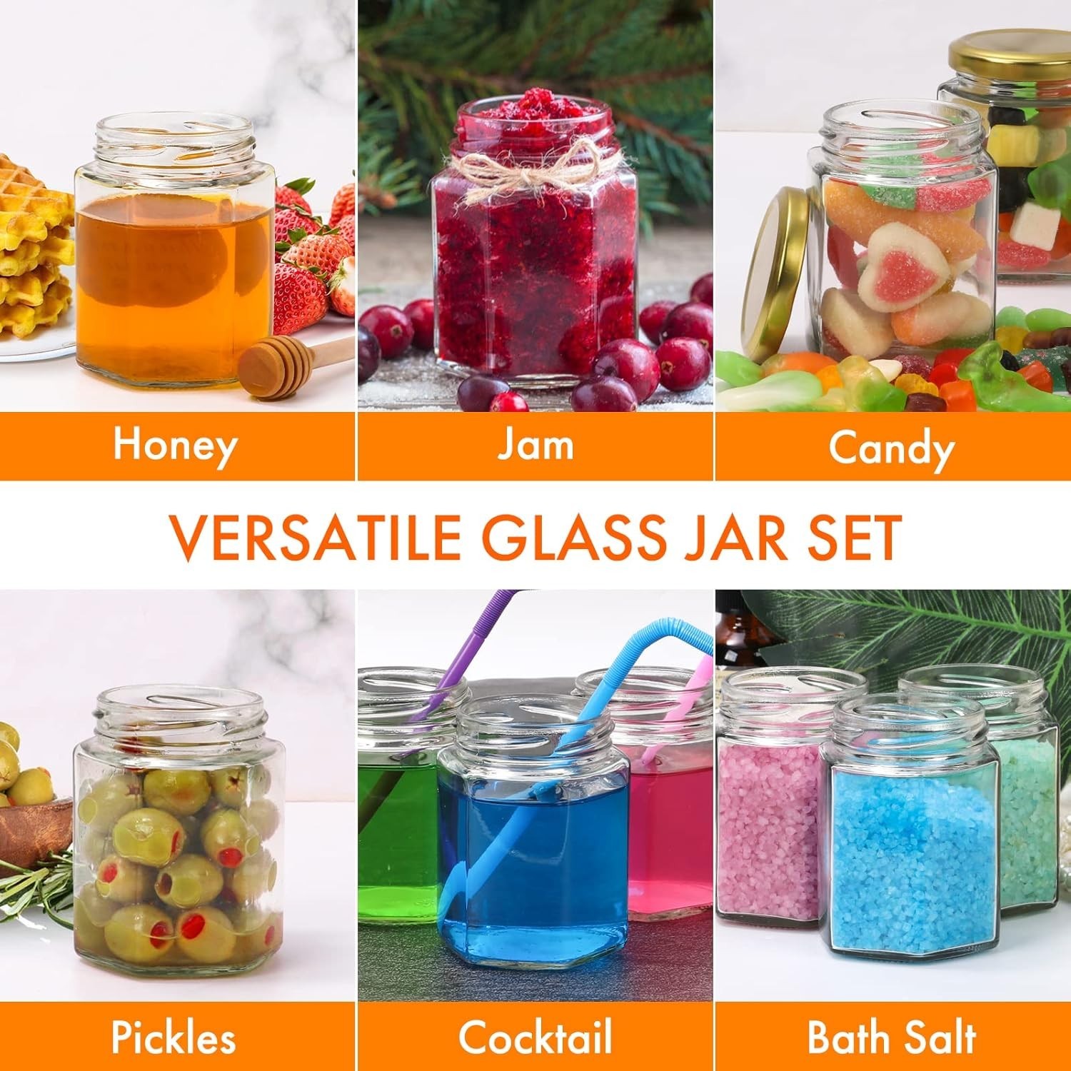 3oz Mini Honey Jars with Dipper 30Pack, Empty Glass Jars for Baby Shower Favors/