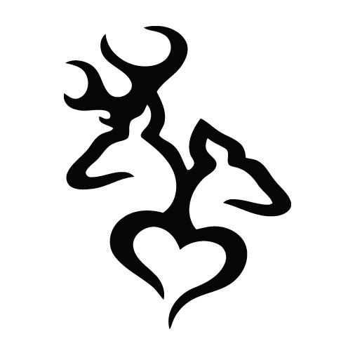 Two Deer Heads With Heart Bottom Die Cut Decal Made in USA Multiple colors