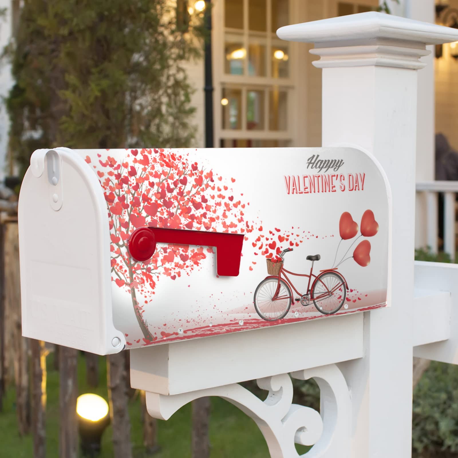 Harooni Romantic Valentine’s Mailbox Cover 21×18 inch, A Bike and a Tree
