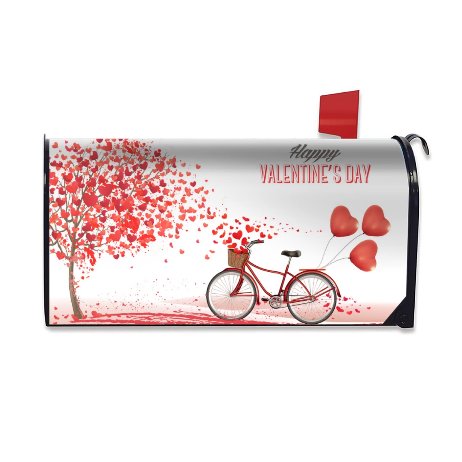 Harooni Romantic Valentine’s Mailbox Cover 21×18 inch, A Bike and a Tree