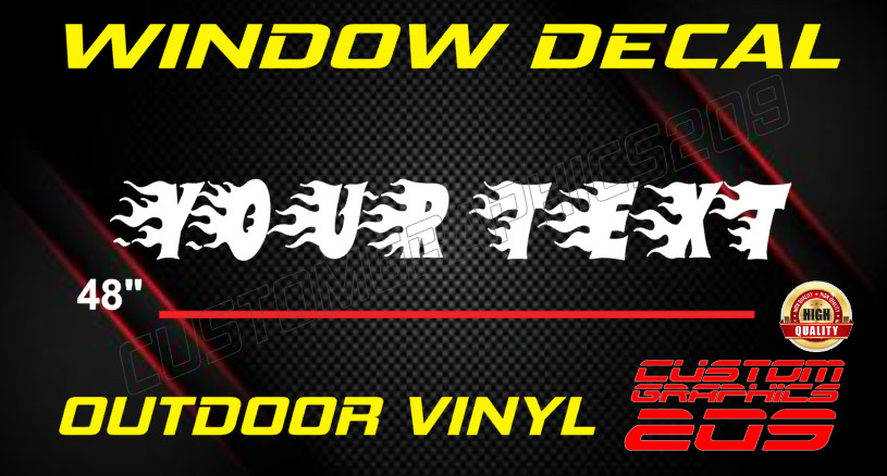 Custom Flame Text Truck Car Window Decal Oracal 651 Waterproof Vinyl