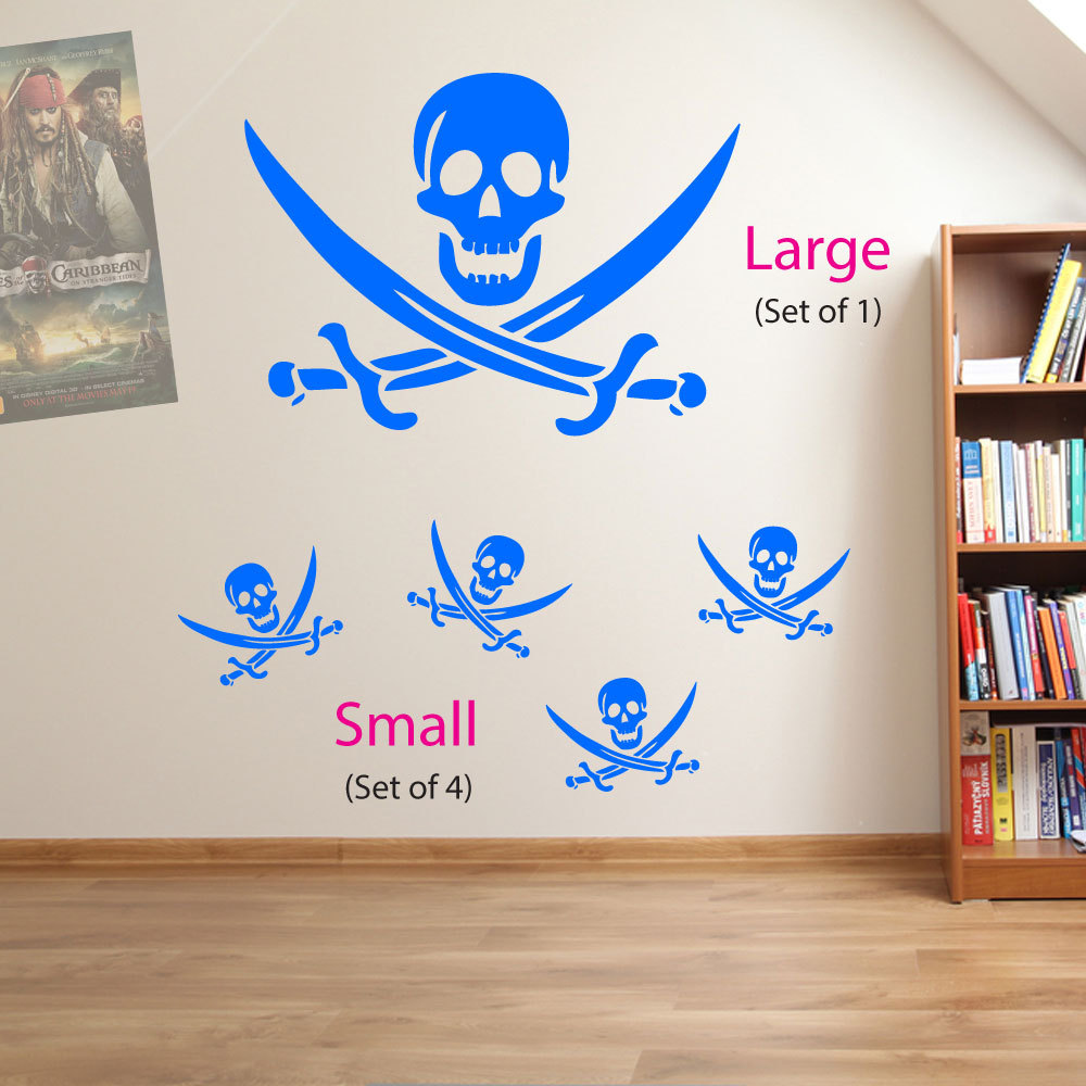 Skull and Cross Bones Pirates Swords Skulls Kids Wall Stickers Decal Decor A19
