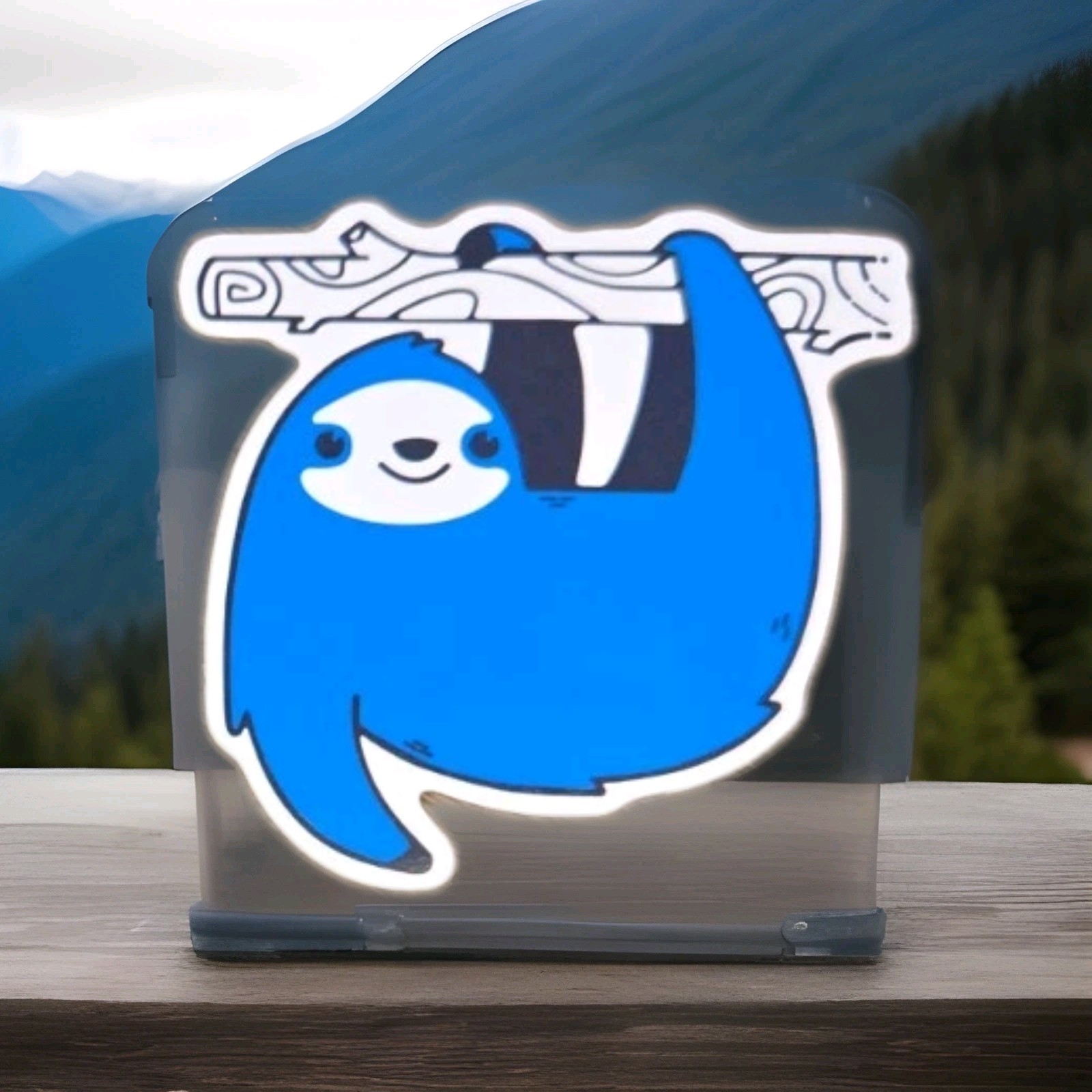 Hanging Sloth Decal 2.5″ X 2.5″ Vinyl Sticker Hang In There Blue Animals
