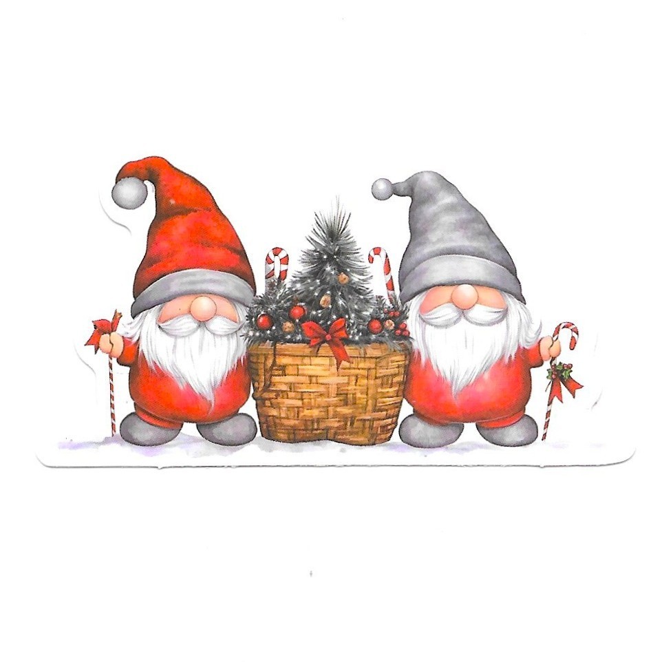 Two Gnome Sticker Christmas Tree Basket Candy Cane Vinyl Die Cut Decal Gift