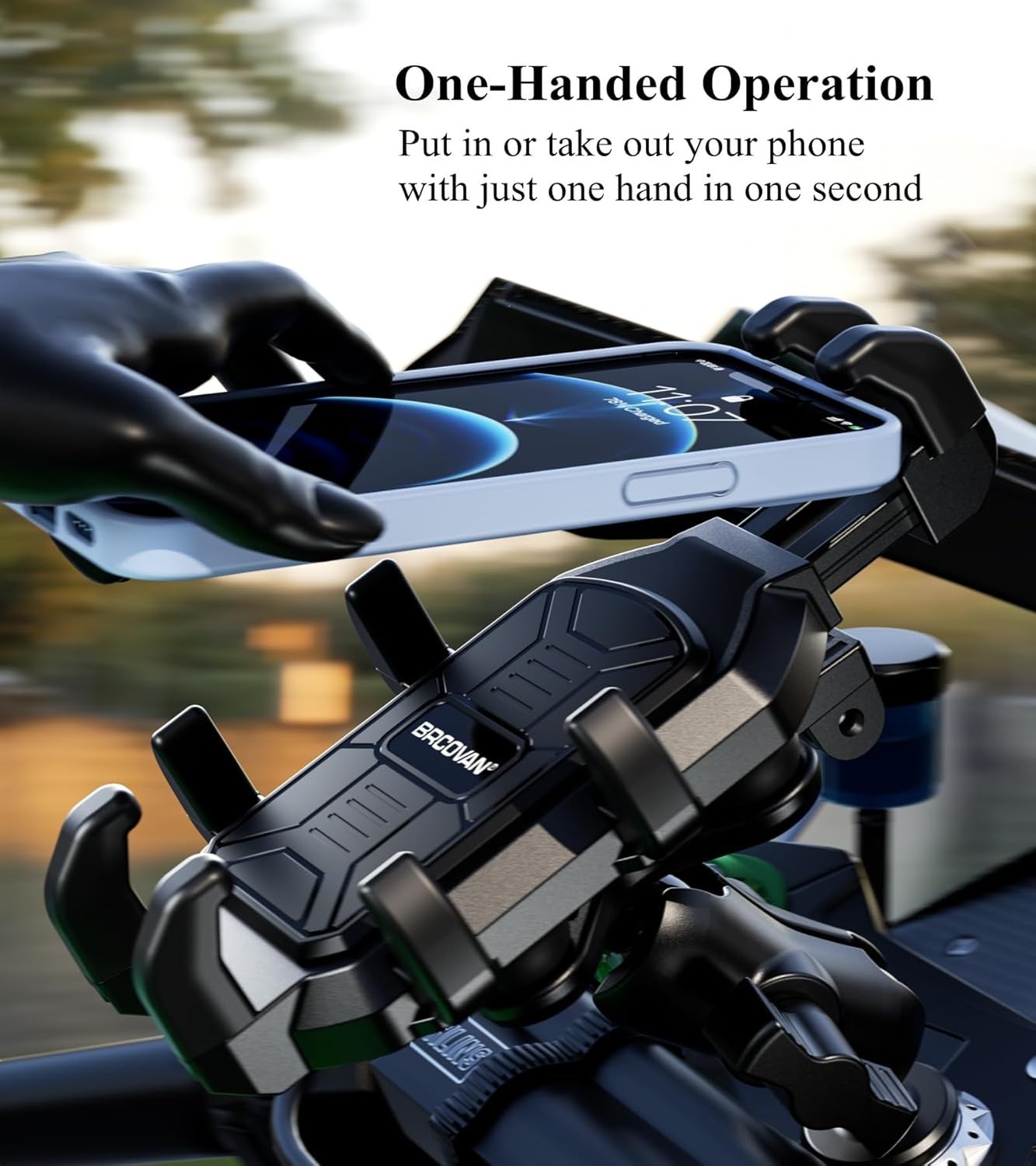 Motorcycle Fork Stem Phone Mount Holder with Vibration Dampener, Heavy Duty Cell