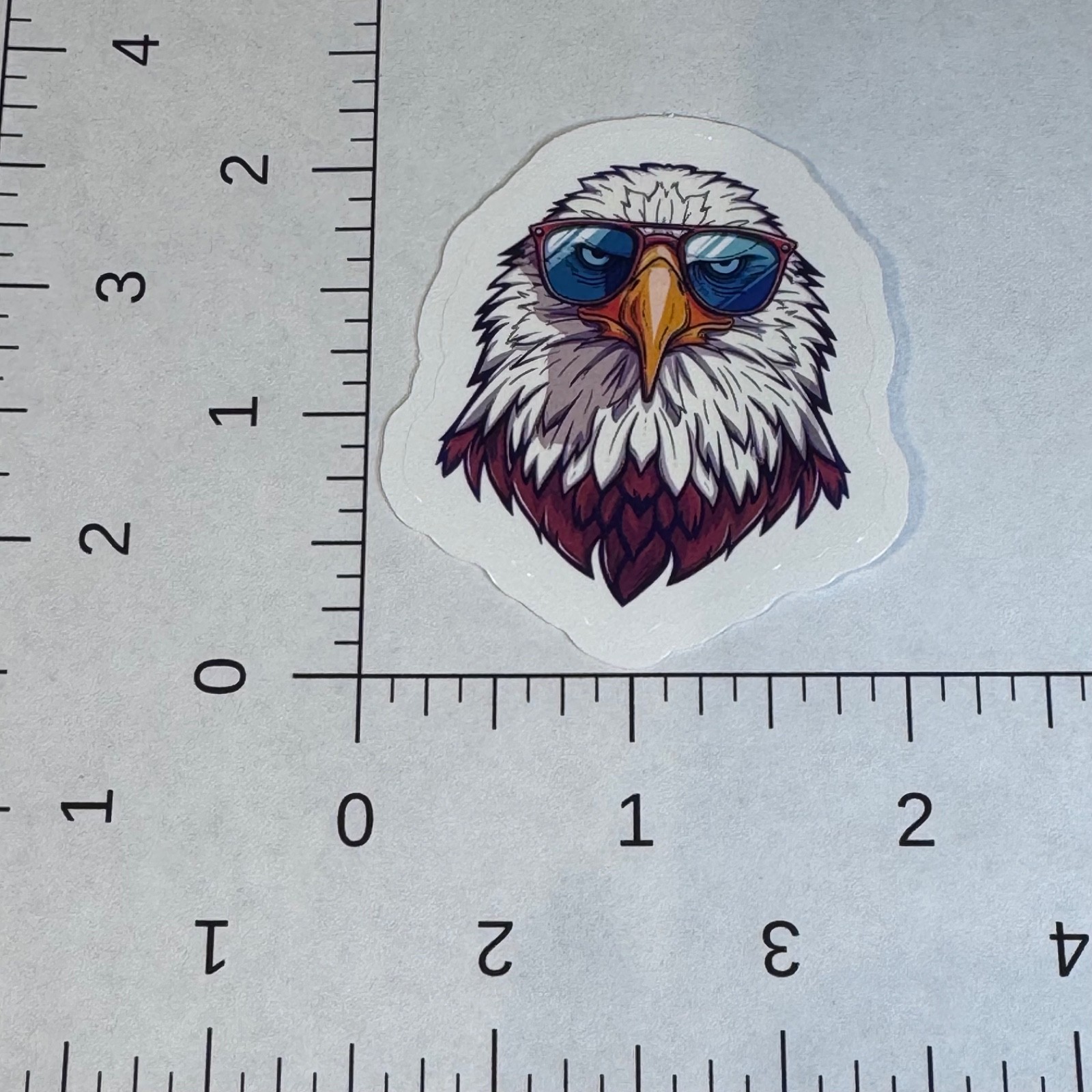 Bald eagle with sunglasses sticker 2” water bottle mug locker lunch box