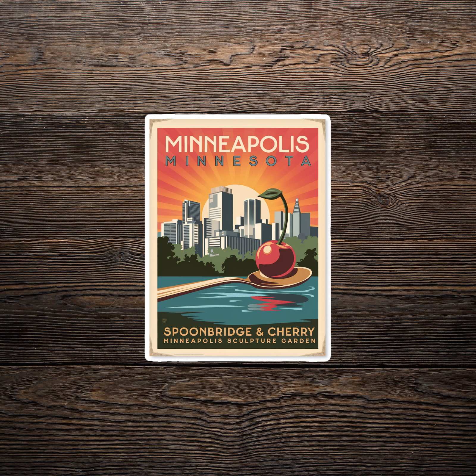 Minneapolis Minnesota Travel sticker – Spoonbridge and Cherry Sculpture Garden #