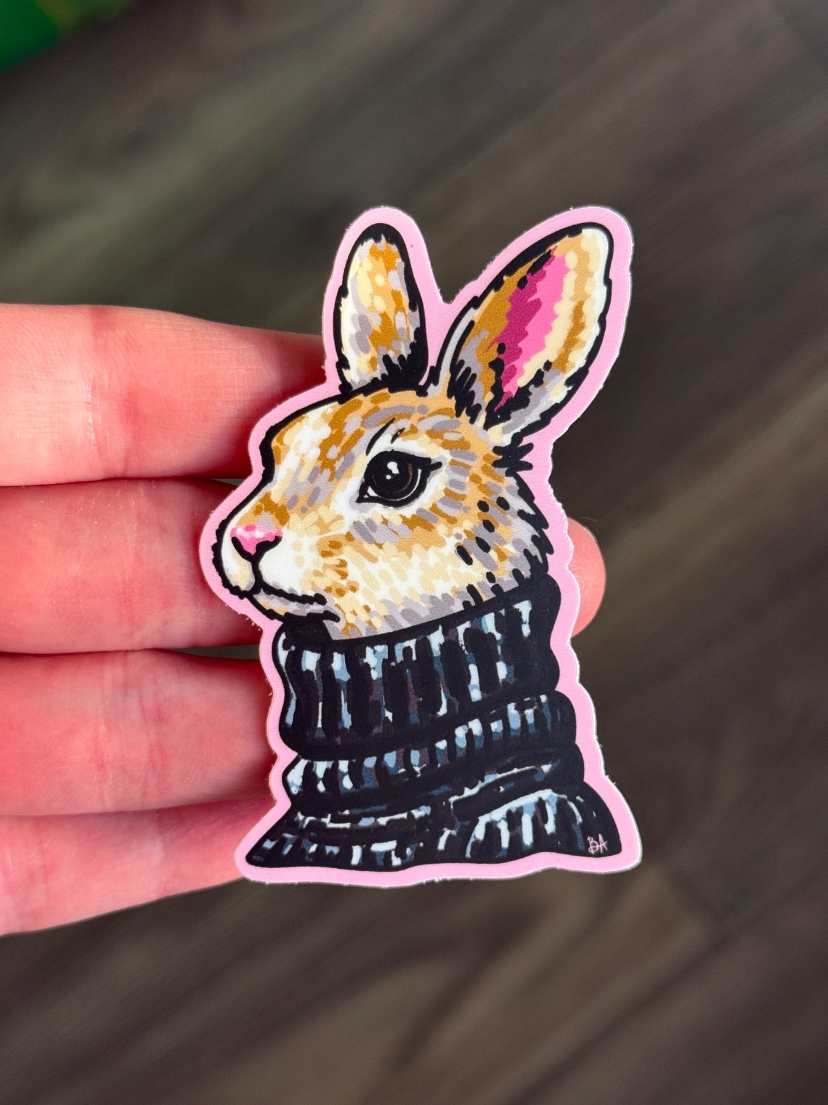 Vinyl Art Print Sticker “Turtleneck Hare” Brianna Alderfer