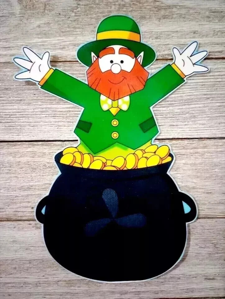 leprechaun pot wall safe sticker st patricks 10.5 inch