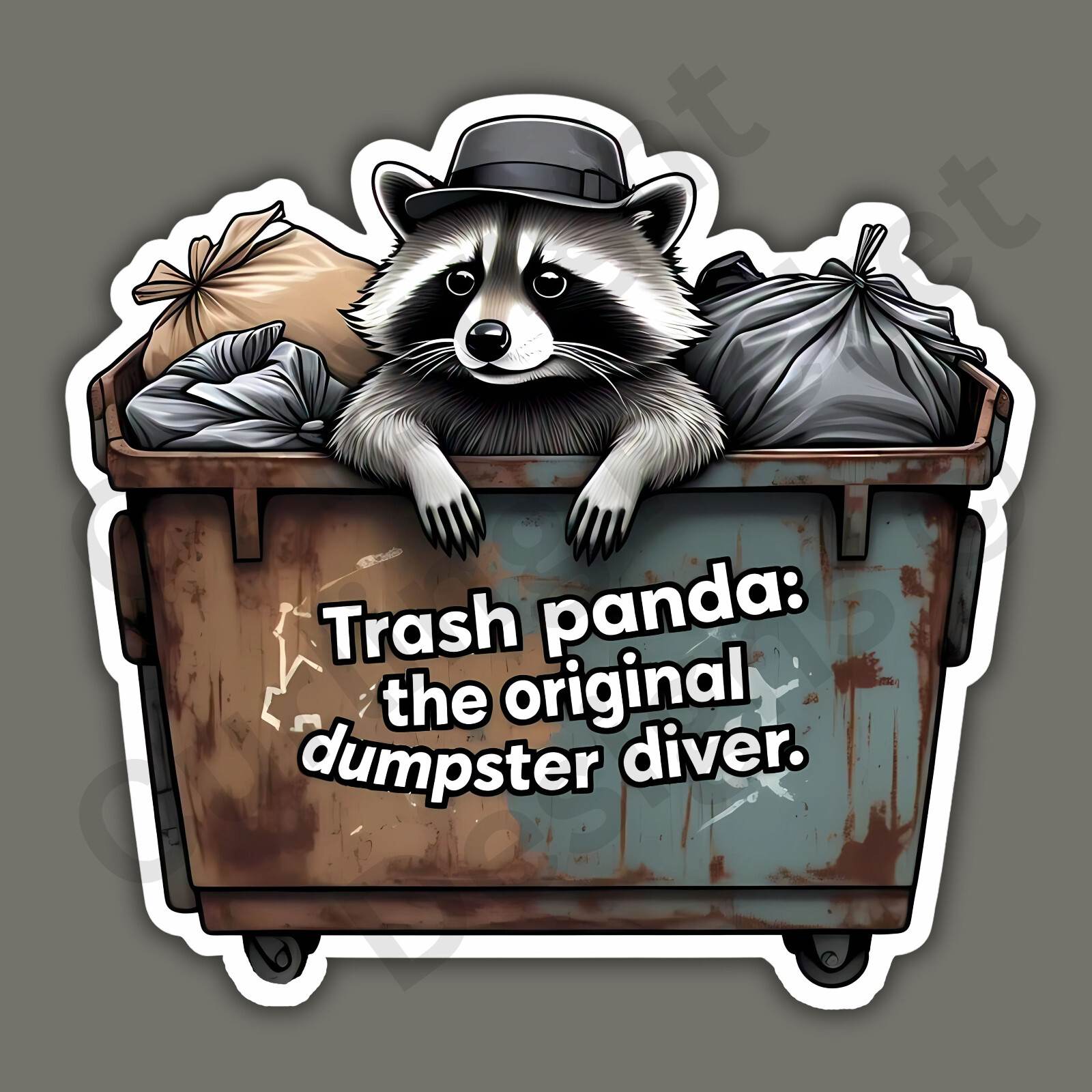 Trash Panda Dumpster Diver Raccoon Funny 3″ Vinyl Sticker