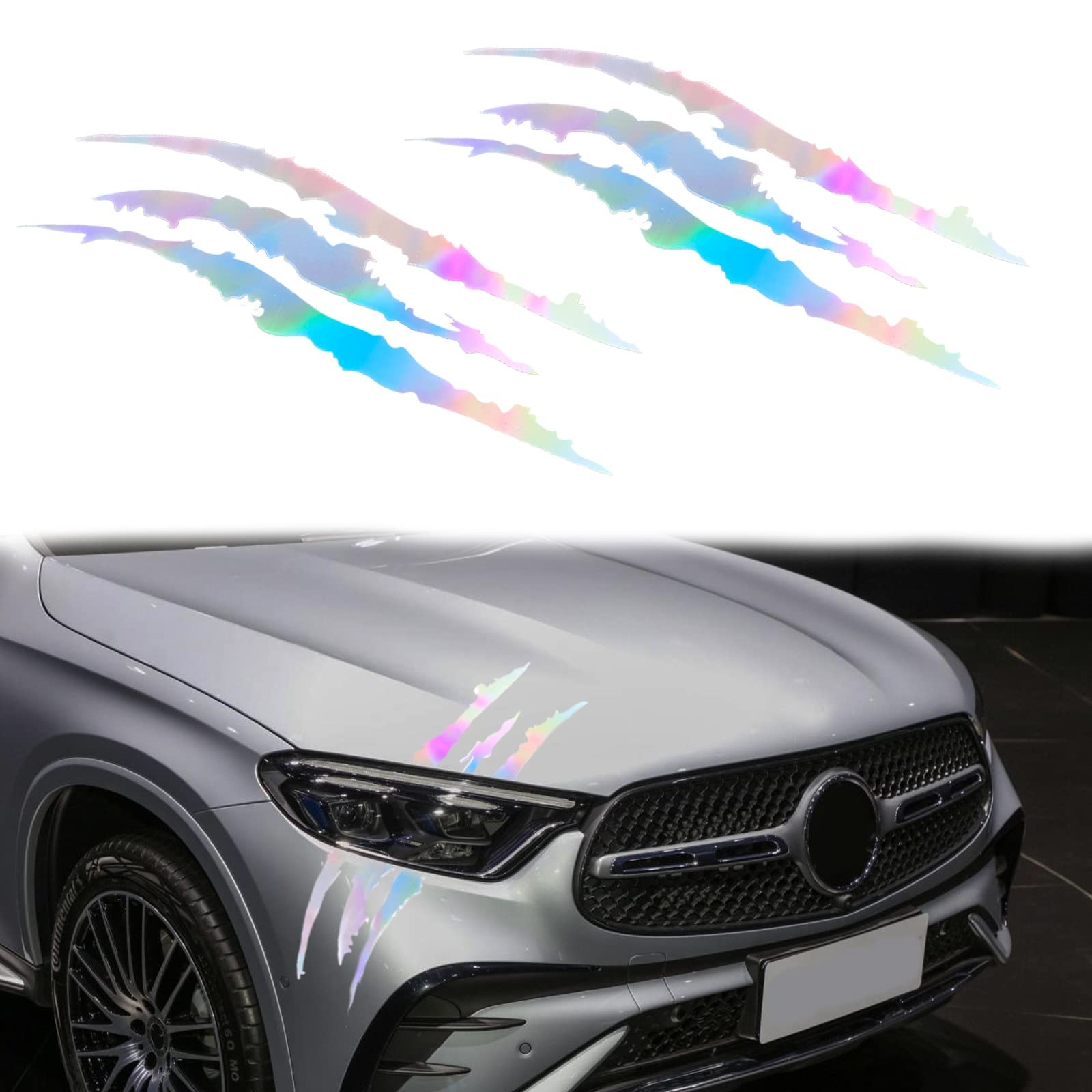 2PCS Reflective Monster Claw Sticker-with Scratch Marks Light Bumper Sticker