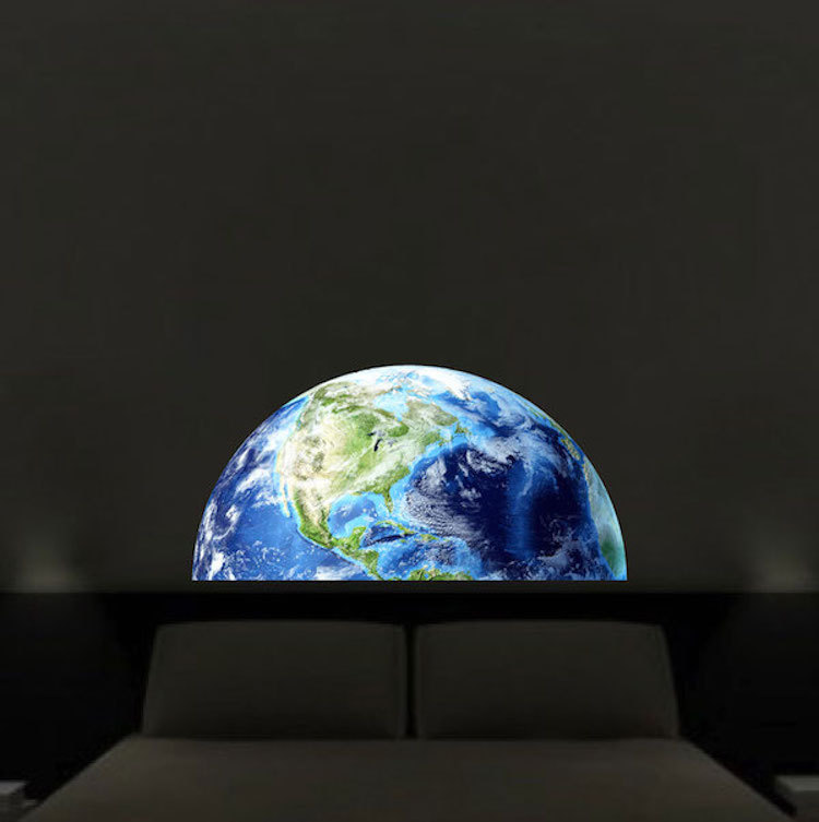Half Earth Wall Decal Mural Planet Space World Wall Vinyl Mural Removable, c21