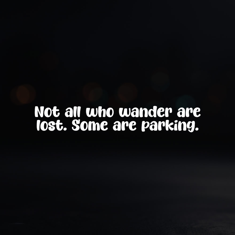 8in Vinyl Decal Sticker – “Not all who wander are lost. Some are parking.”