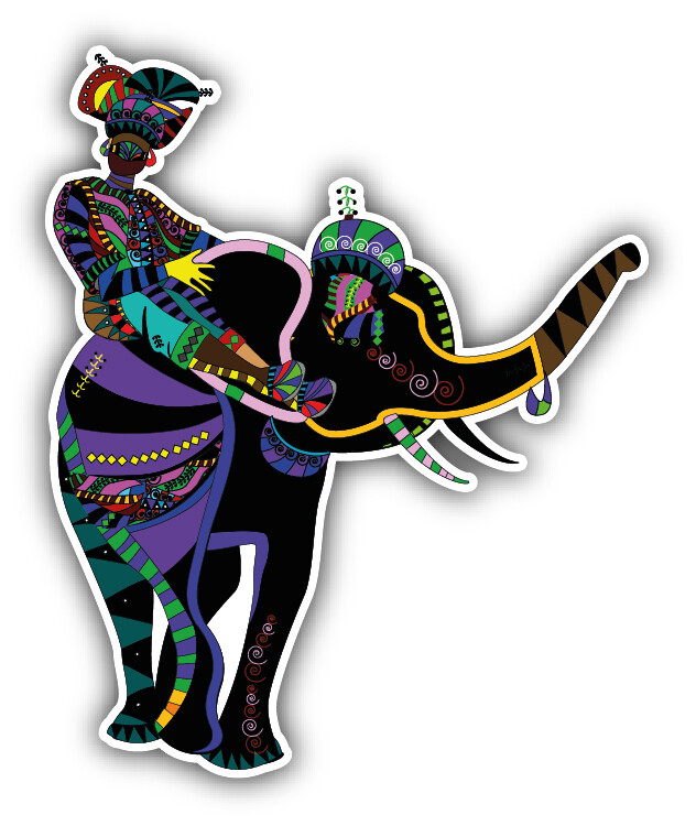 Elephant Ethnic Style Car Bumper Sticker Decal