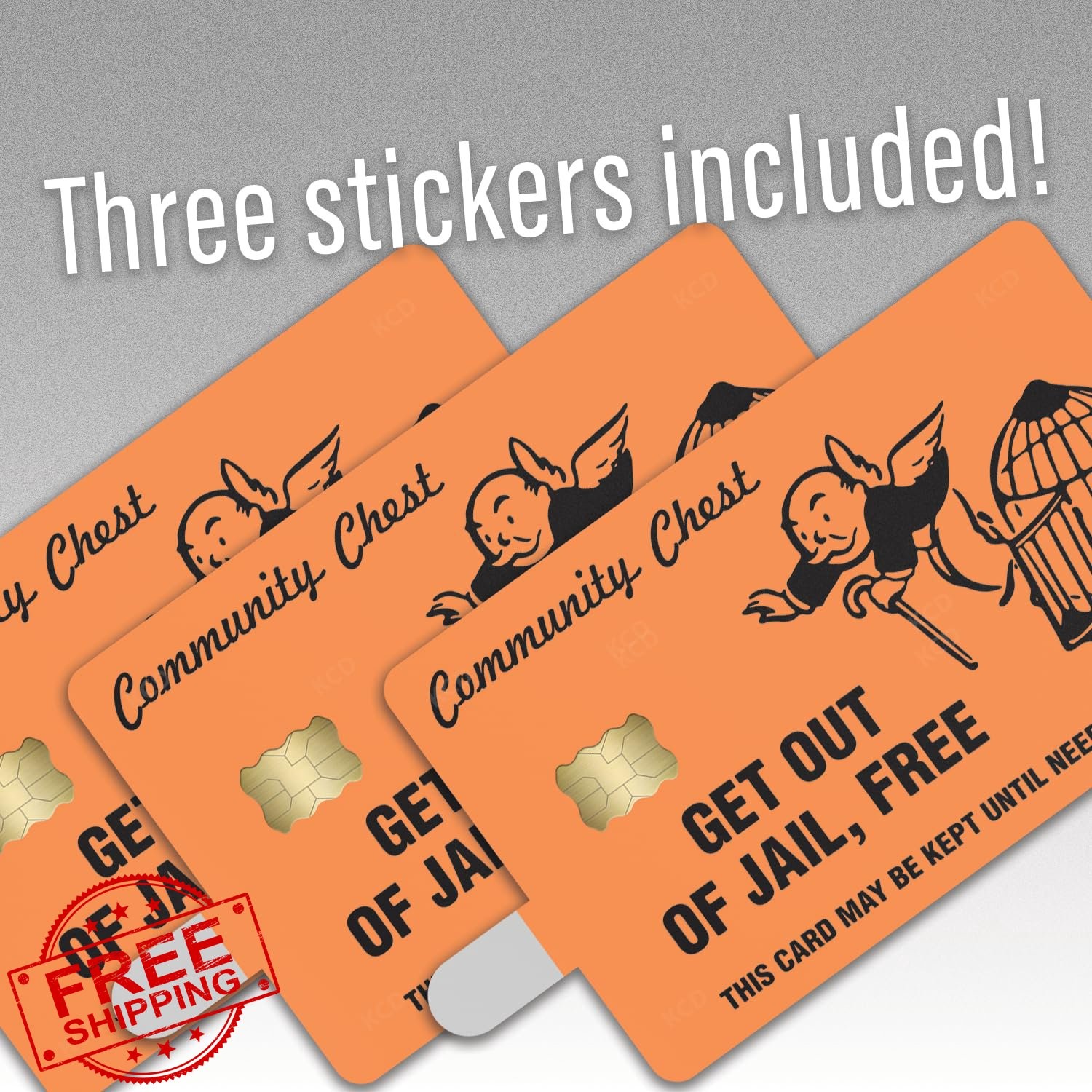 Get Out of Jail Free Card Sticker 3pk Debit Card Skin Vinyl