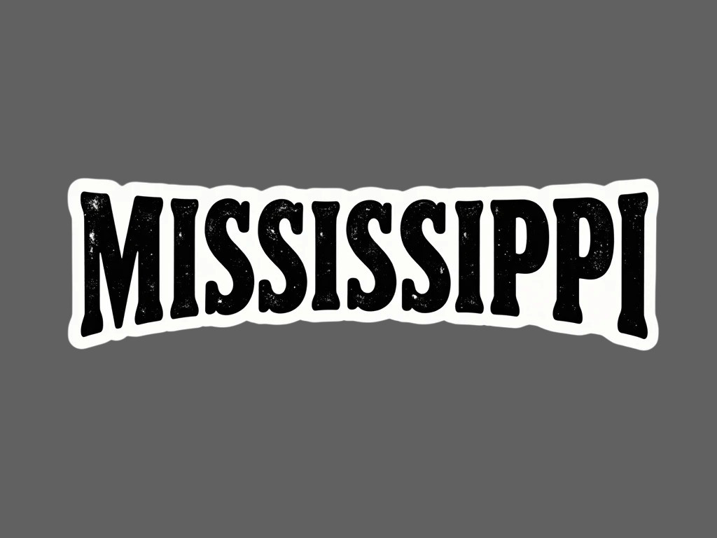 Mississippi Sticker Vinyl Decal State Name Distressed Black White Car Laptop
